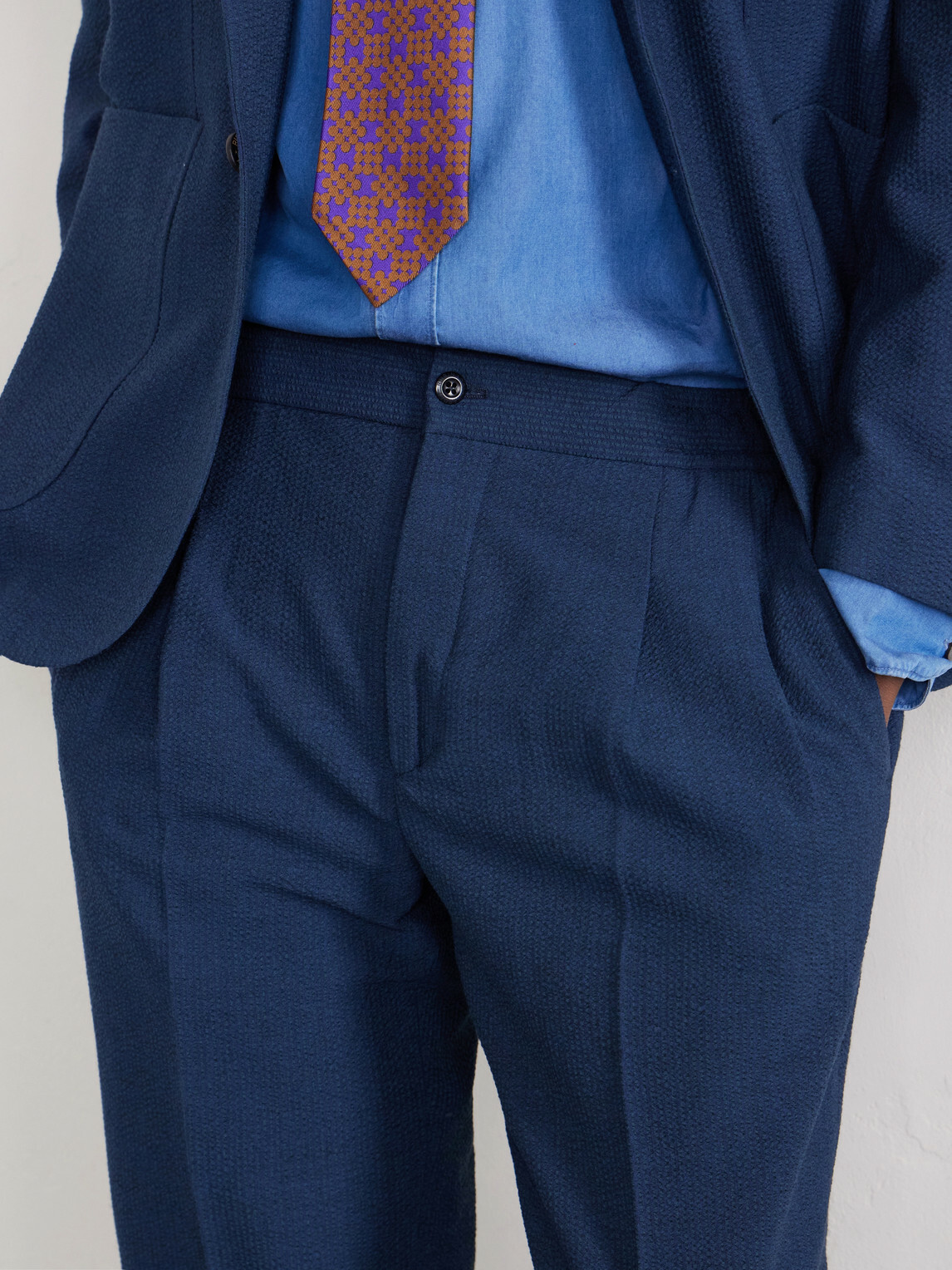 Rubinacci - Straight-Leg Linen Trousers - Blue