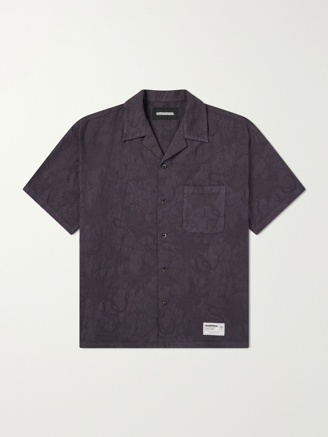 Neighborhood - Camp-Collar Cotton-Jacquard Shirt - Gray