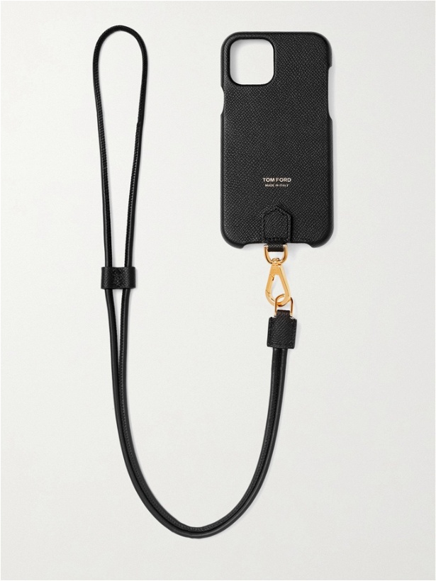 Photo: TOM FORD - Logo-Print Full-Grain Leather iPhone 11 Pro Case with Lanyard - Black