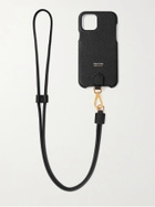 TOM FORD - Logo-Print Full-Grain Leather iPhone 11 Pro Case with Lanyard - Black