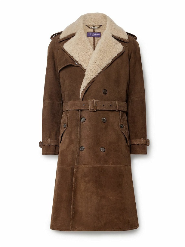 Photo: Ralph Lauren Purple label - Double-Breasted Shearling Coat - Brown