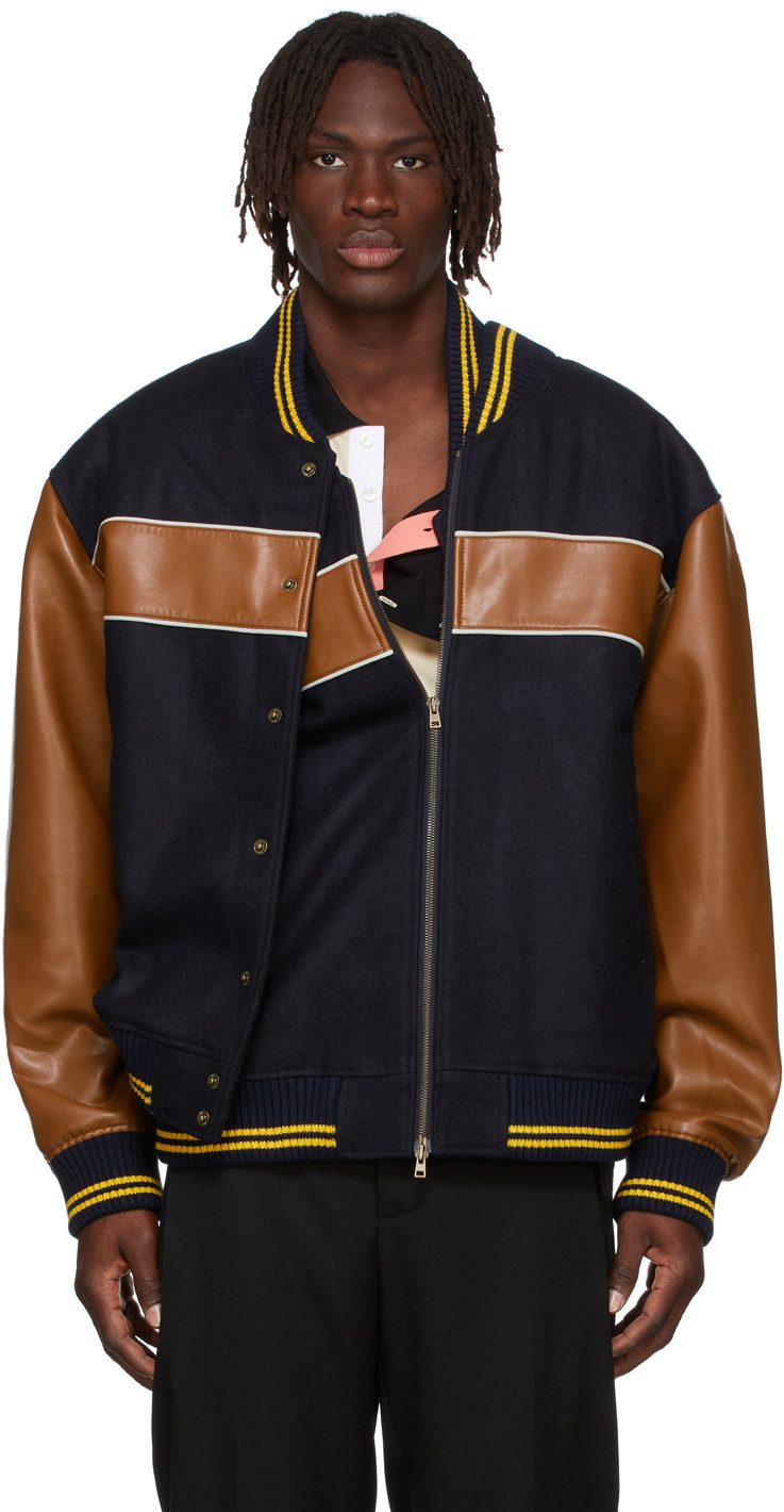 Y/Project Black & Brown Double Stripe Bomber Jacket