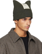 Acne Studios Khaki Ribbed Square Beanie