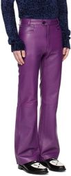 Ernest W. Baker Purple Flared Leather Trousers