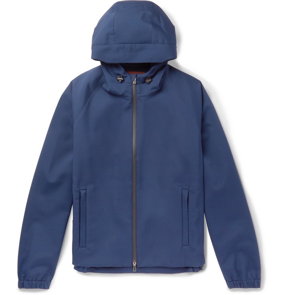 Hooded Bomber Horsey Sweatshirt in Blue - Loro Piana