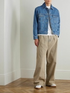 LOEWE - Anagram Leather-Trimmed Embroidered Denim Trucker Jacket - Blue