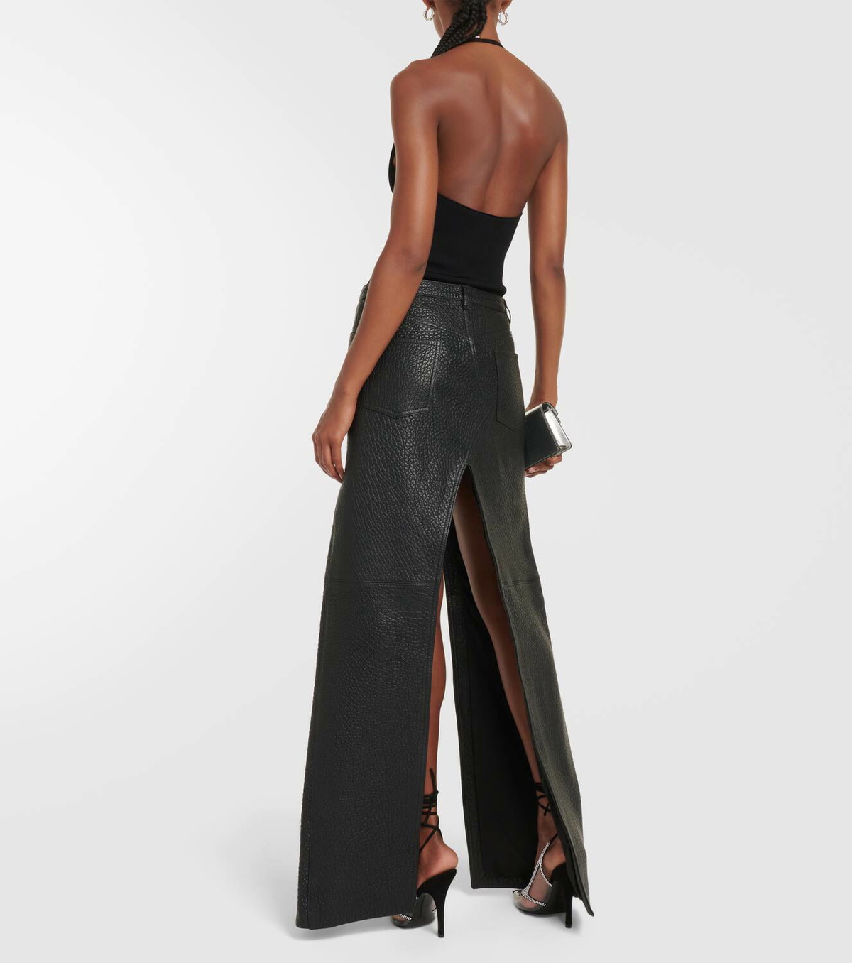 David Koma Leather split-hem maxi skirt