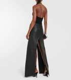David Koma Leather split-hem maxi skirt