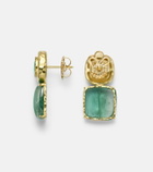 Octavia Elizabeth Double Orbit 18kt gold earrings with tourmaline and emeralds