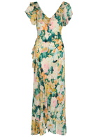 Rixo Meadow Floral-print Silk Midi Dress Green