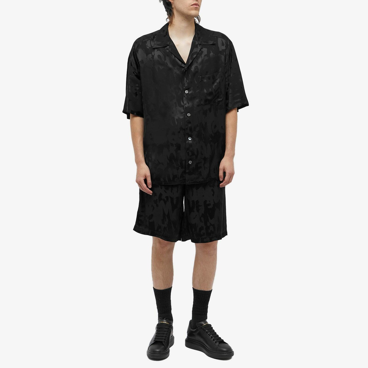 Alexander McQueen Men's Graffiti Logo Short Sleeve Shirt in