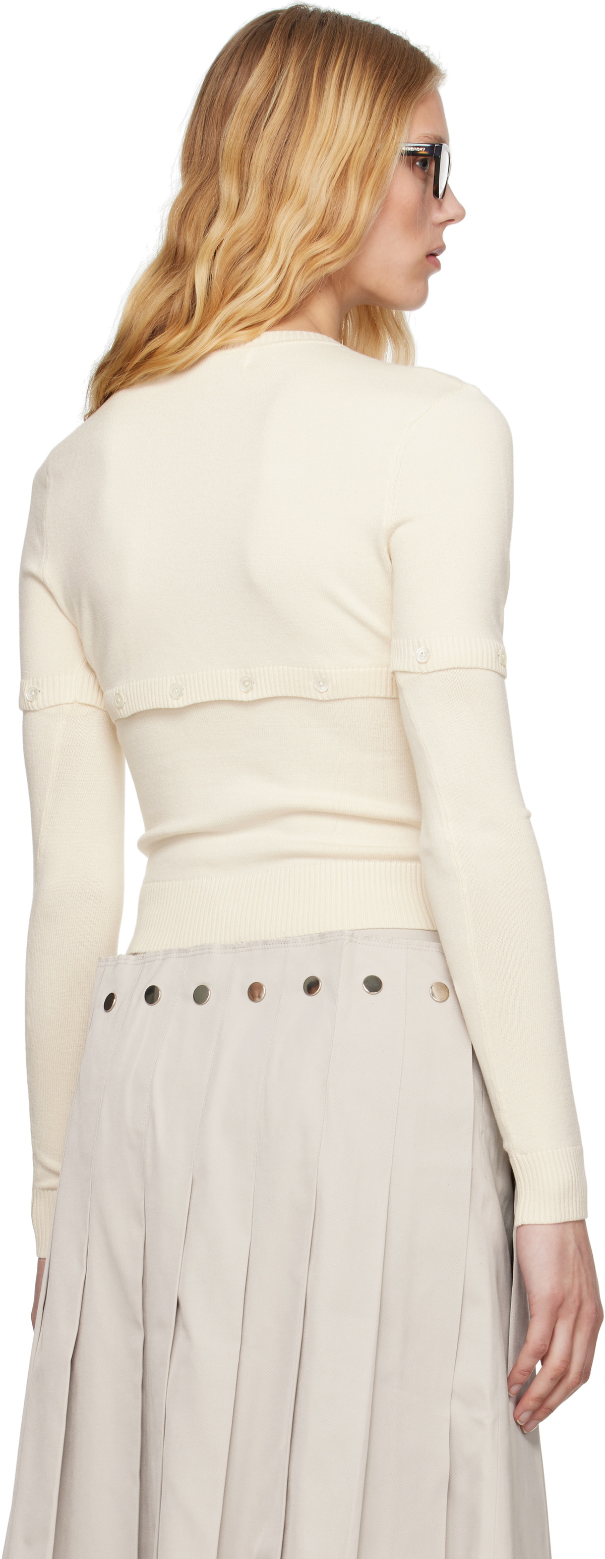 Rokh Beige Multi Button Layer Cardigan