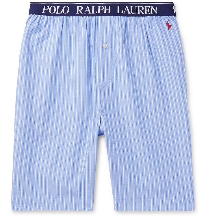Photo: Polo Ralph Lauren - Logo-Embroidered Striped Cotton Pyjama Shorts - Blue