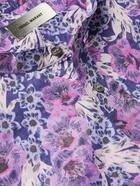 ISABEL MARANT - Mexikah Grandad-Collar Floral-Print Cotton-Voile Shirt - Purple