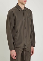 Emporio Armani Logo-embroidered Woven Shirt Brown