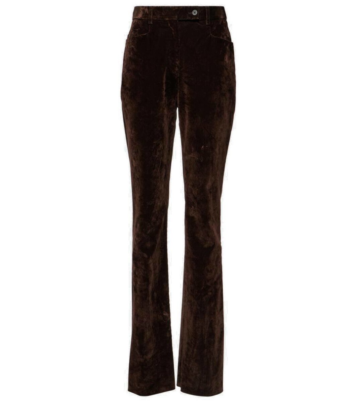 Photo: Ferragamo High-rise cotton-blend velvet slim pants