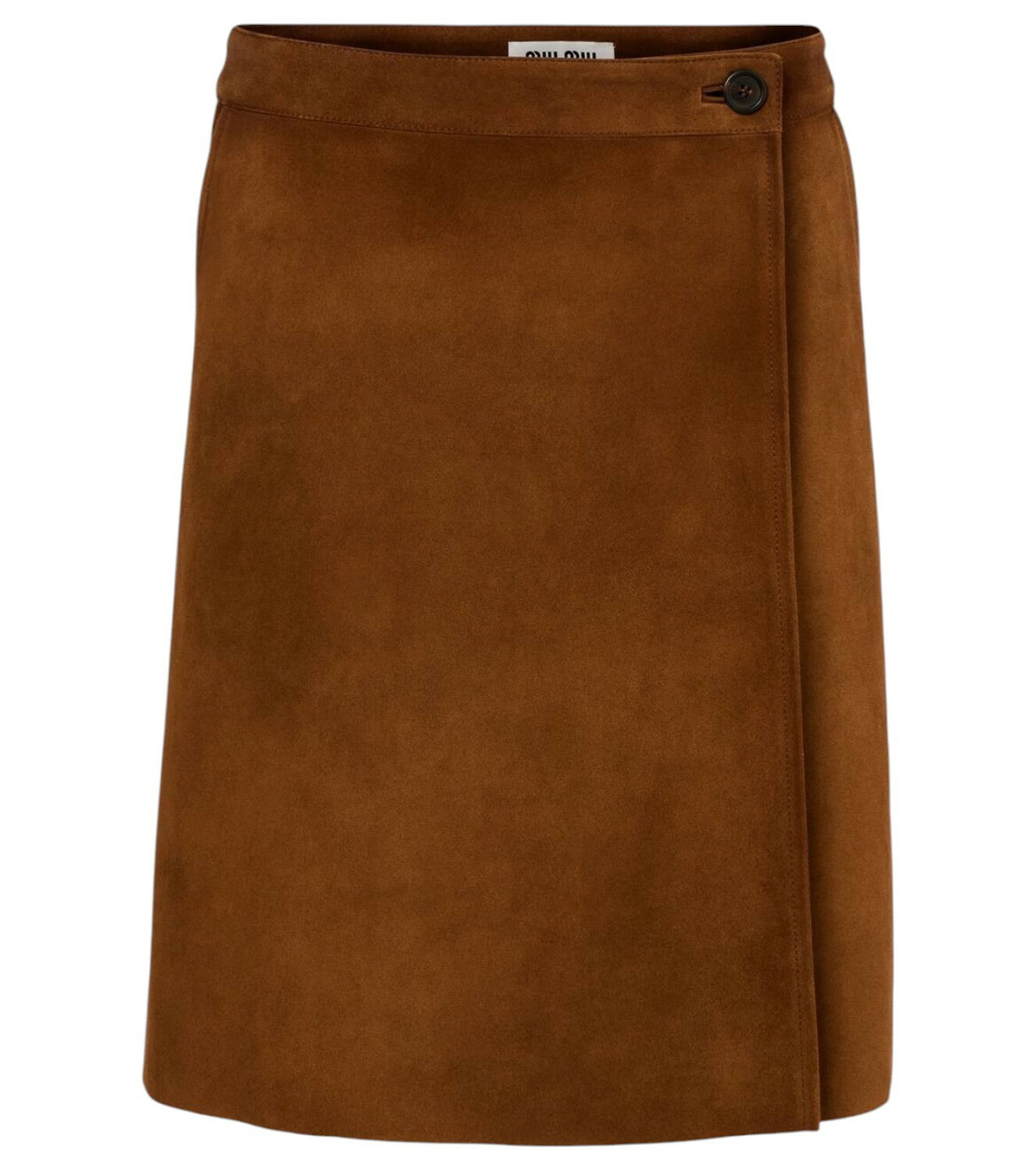 【関税&送料込】Miu Miu Brown Cotton Blend Mini Skirt Low-rise denim miniskirt in brown - Miu Miu | Mytheresa