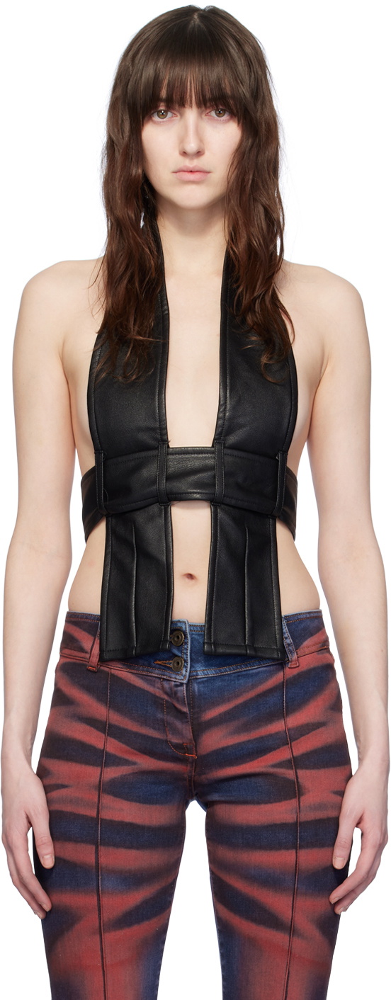 Raga Malak Black Eat Me Faux-Leather Camisole
