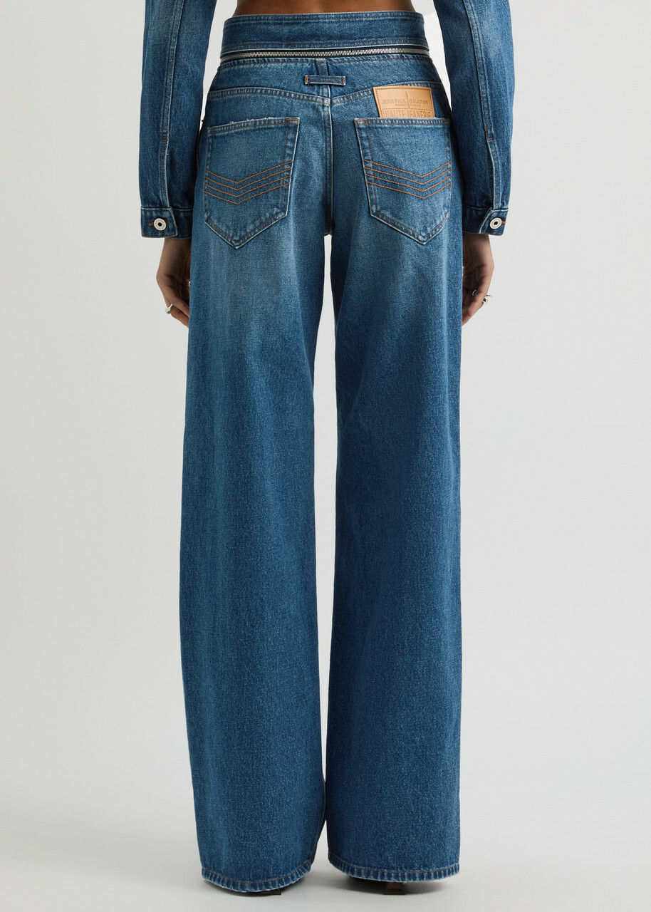Jean Paul Gaultier Belted Wide-leg Jeans Blue