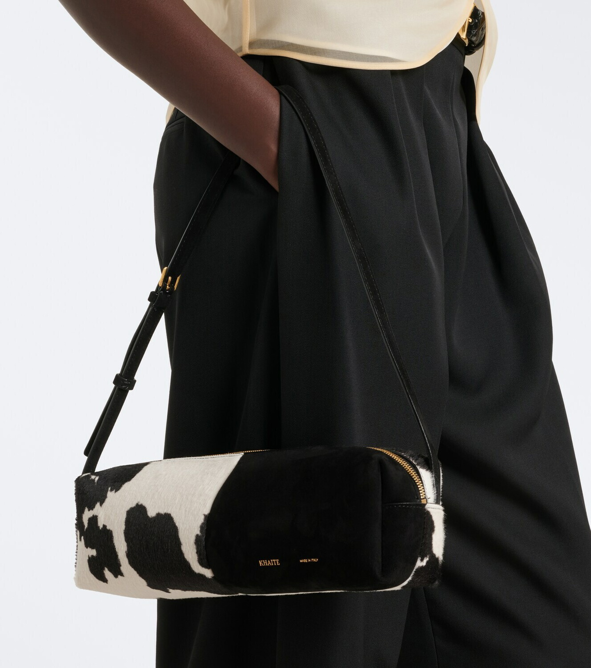 Khaite Kye Small paneled calf hair shoulder bag