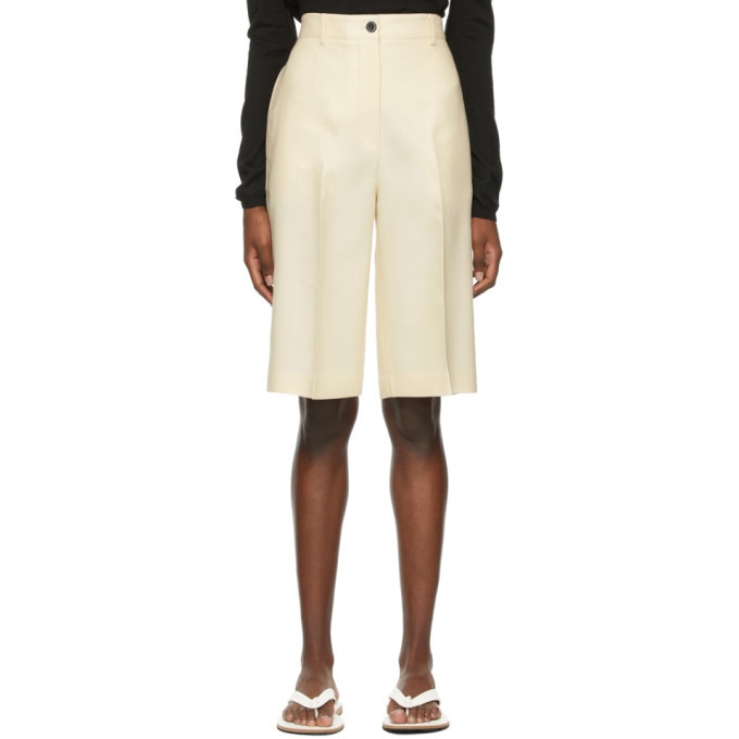 Photo: Arch The Beige Wool and Silk Bermuda Shorts