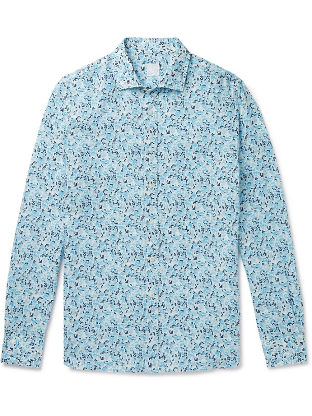 Photo: 120% - Floral-Print Linen Shirt - Blue
