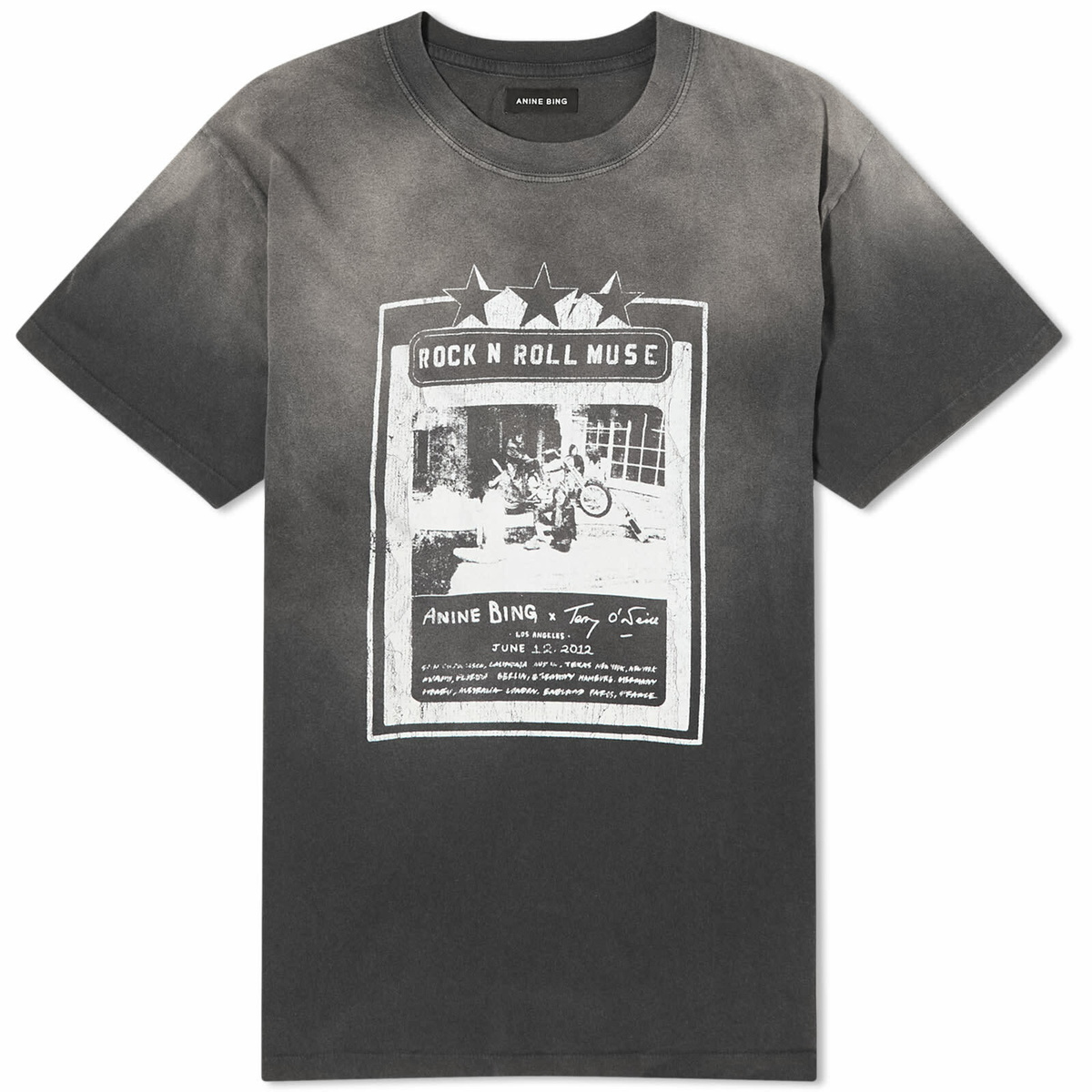 Lily Rocks Shirt Anine Bing Women's Lili Rolling Stones T-Shirt in Washed Black ANINE BING