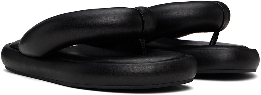 Fiorucci Black Vegan Leather 'Fluff Flops' Sandals