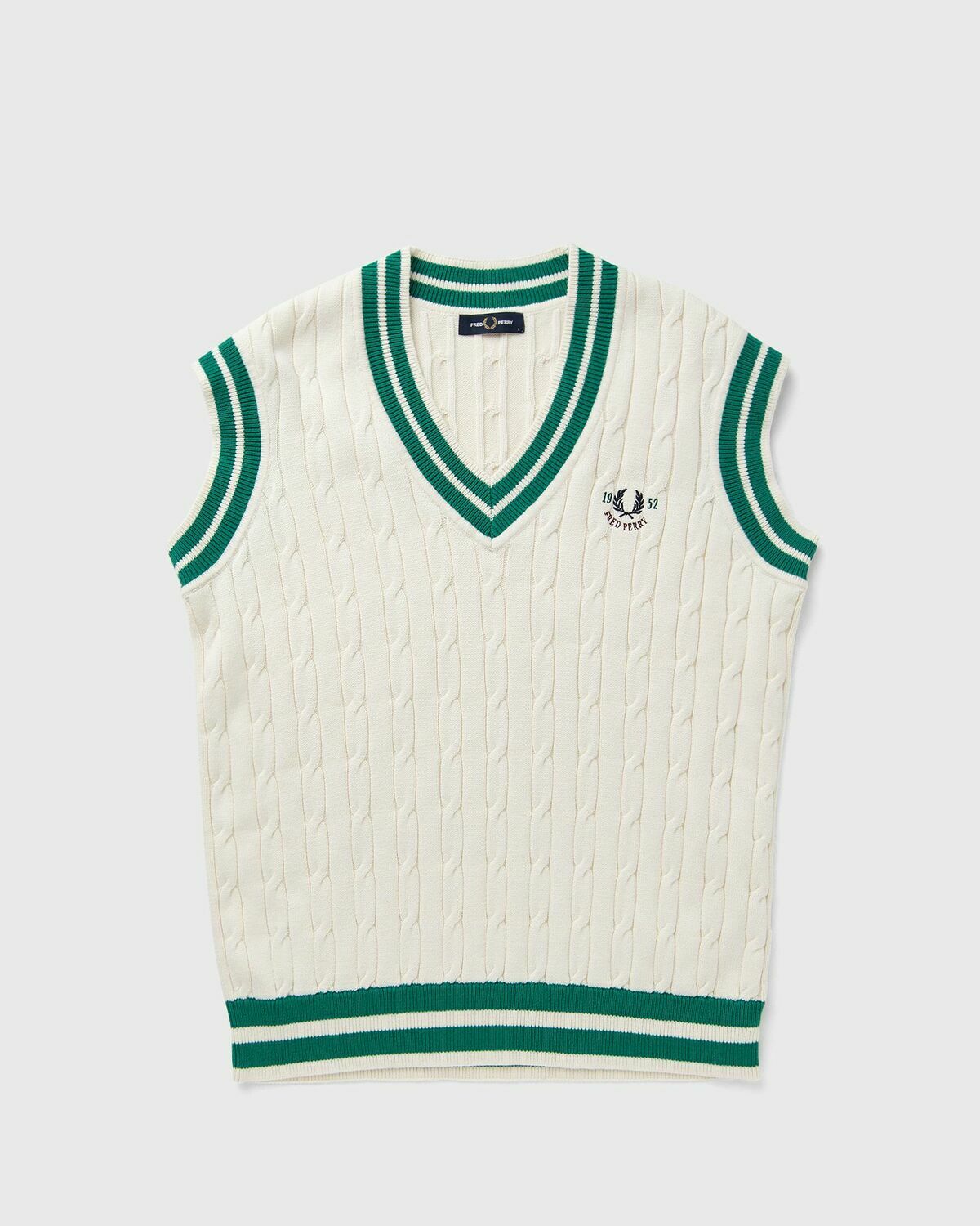Fred Perry CABLE KNIT TENNNIS TANK Beige Mens Vest