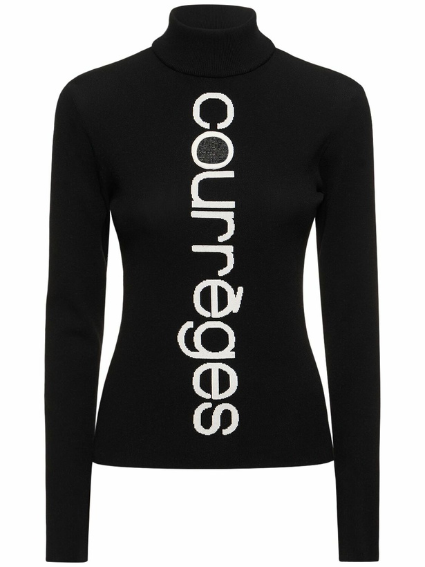 Photo: COURREGES - Logo Intarsia Knit Viscose Blend Sweater