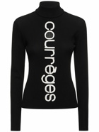 COURREGES - Logo Intarsia Knit Viscose Blend Sweater