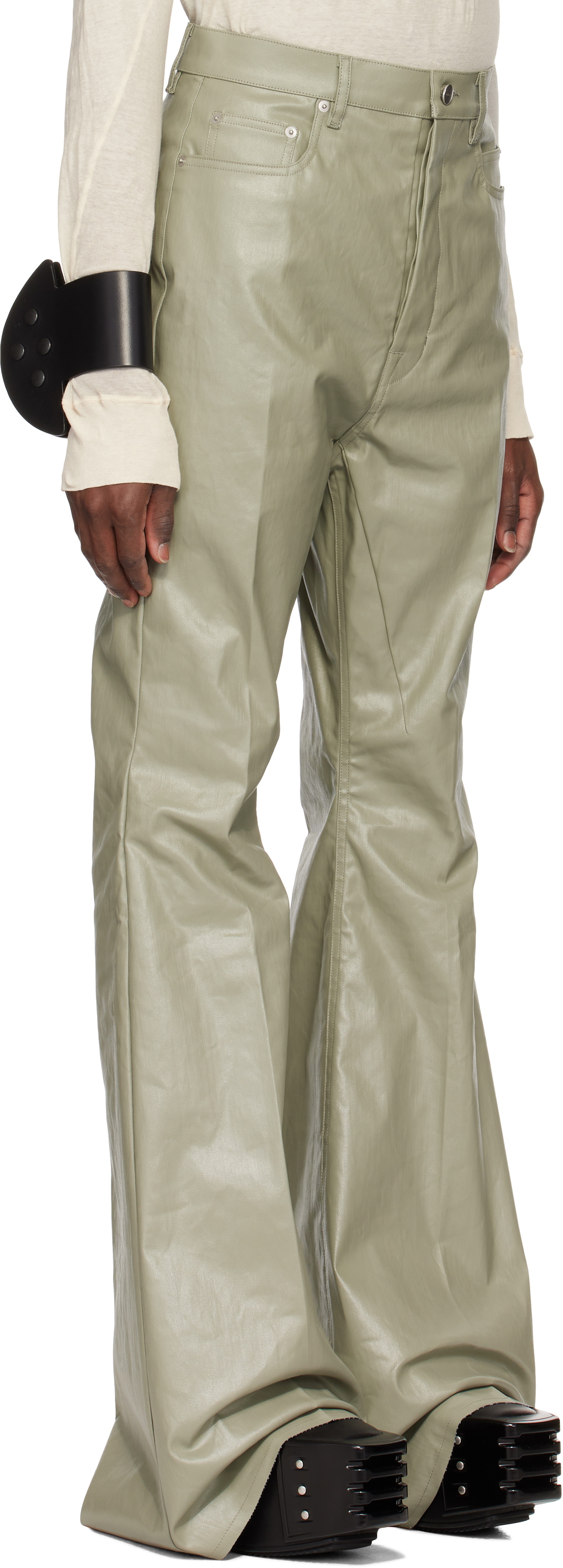Rick Owens Green Hollywood Bolan Bootcut Jeans Rick Owens