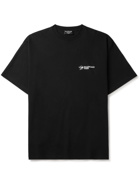BALENCIAGA - Oversized Logo-Embroidered Organic Cotton-Jersey T-Shirt - Black