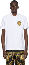 Versace Jeans Couture White Sunflower Garland Patch Polo