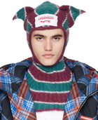 Charles Jeffrey LOVERBOY SSENSE Exclusive Burgundy & Green Ears Balaclava