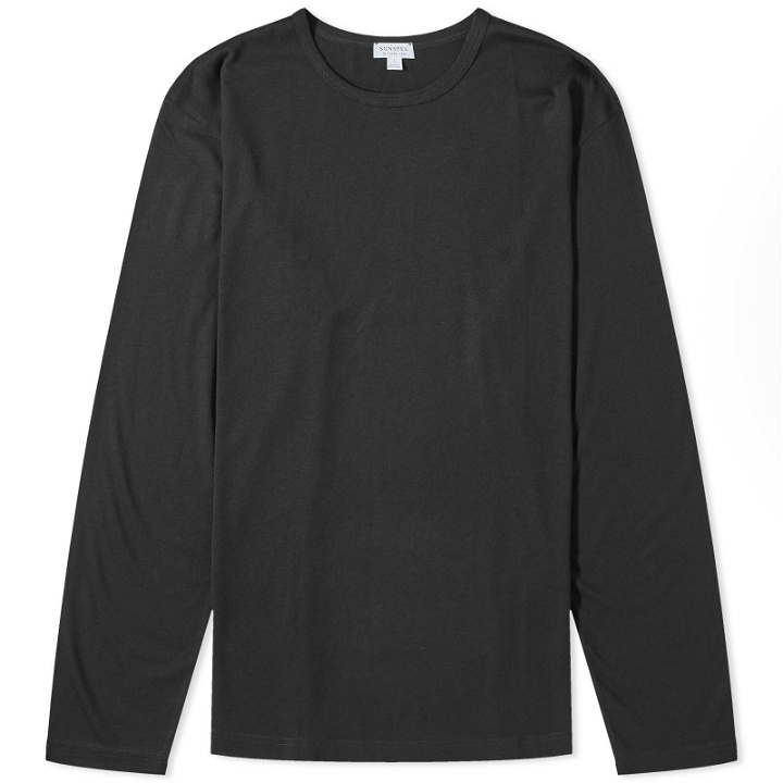 Photo: Sunspel Men's Long Sleeve Lounge T-Shirt in Black
