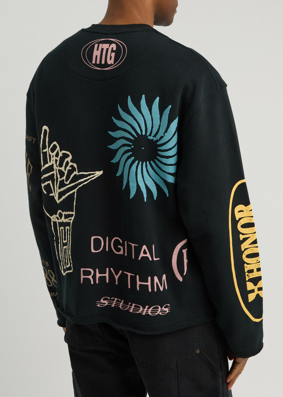 Honor The Gift Studio Logo Printed Cotton Sweatshirt Black