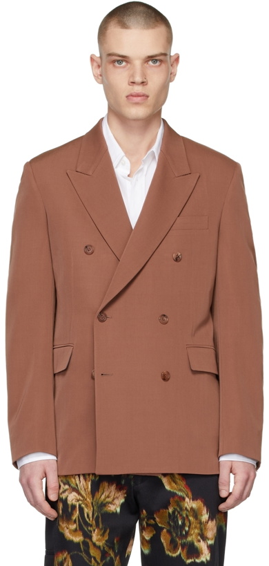 Photo: Paul Smith Brown Wool Double-Breasted Blazer