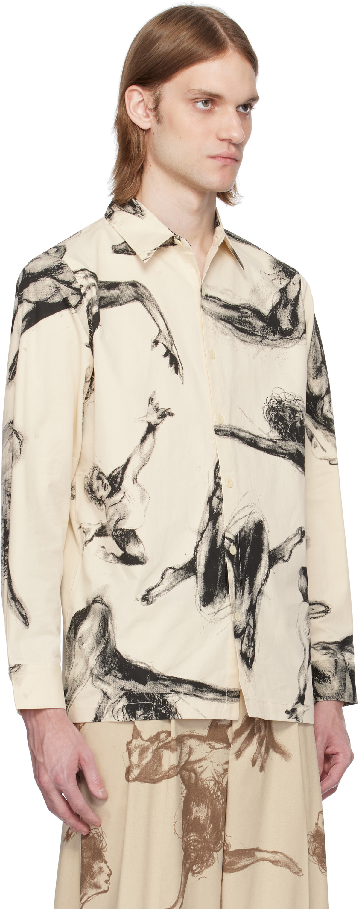 KidSuper Beige Trapeze Performer Button Up Shirt