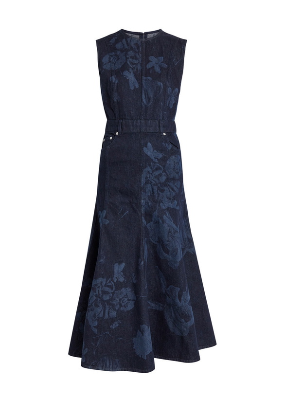Photo: Erdem Floral-print Denim Midi Dress Indigo