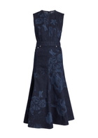 Erdem Floral-print Denim Midi Dress Indigo