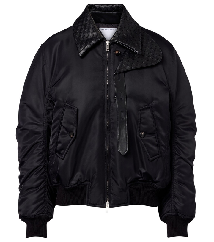 Photo: Bottega Veneta Intrecciato leather-trimmed blouson jacket
