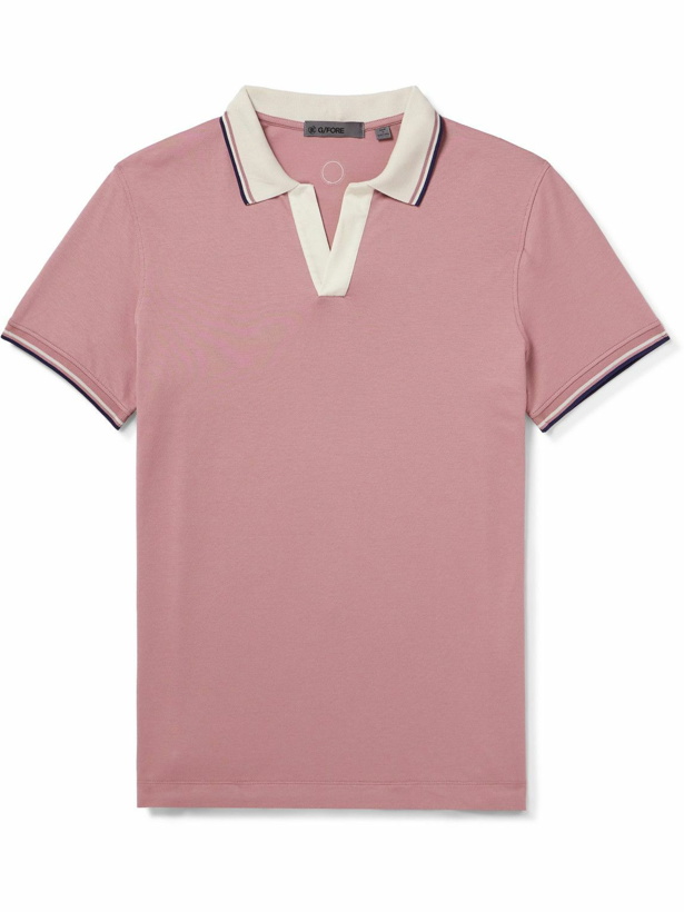 Photo: Mr P. - G/FORE Golf Striped Logo-Appliquéd Piqué Polo Shirt - Pink