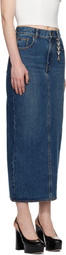 AREA Blue Zip Slit Denim Midi Skirt