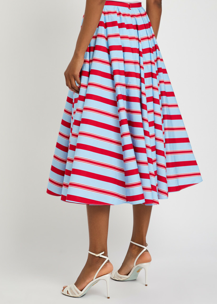 Emilia Wickstead Eglantine Striped Cotton-poplin Midi Skirt Multicoloured