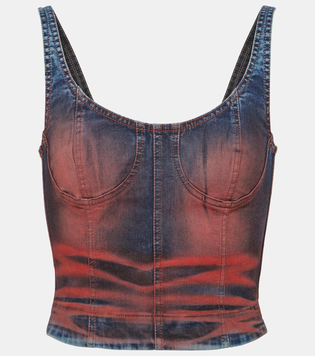 KNWLS Harley printed denim crop top