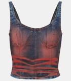KNWLS Harley printed denim crop top