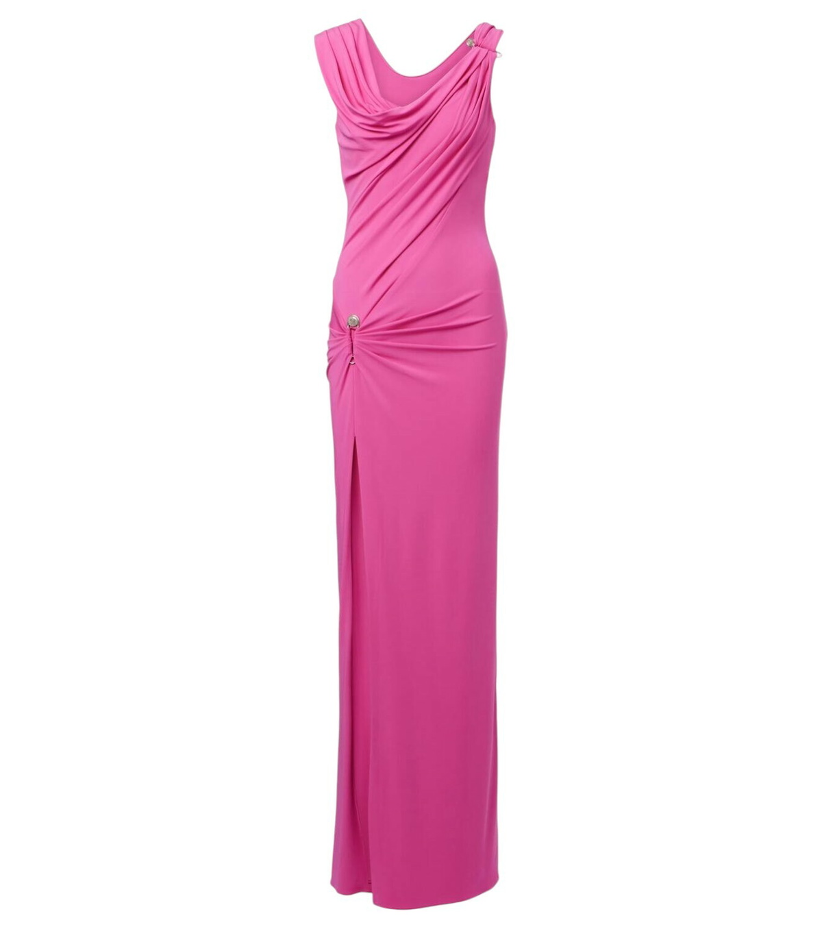 【VERSACE】Underwater Barocco draped jersey gown Underwater Barocco draped jersey gown in blue - Versace