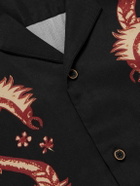 MANAAKI - Taniwha Camp-Collar Printed Lyocell-Twill Shirt - Black