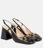 Gucci - Horsebit leather slingback pumps
